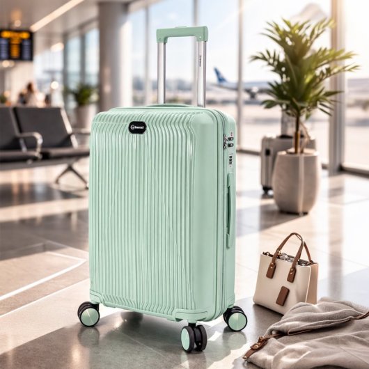 Mala de cabine Benzi Bz5819v-50, expansível, PP, tamanho de cabine de 55 cm, 4 rodas duplas, fechadura de combinação de 3 dígitos, verde.