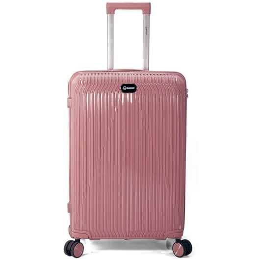Mala de cabine Benzi BZ5819RS-50, expansível, PP, tamanho de cabine de 55 cm, 4 rodas duplas, fechadura de combinação de 3 dígitos, rosa