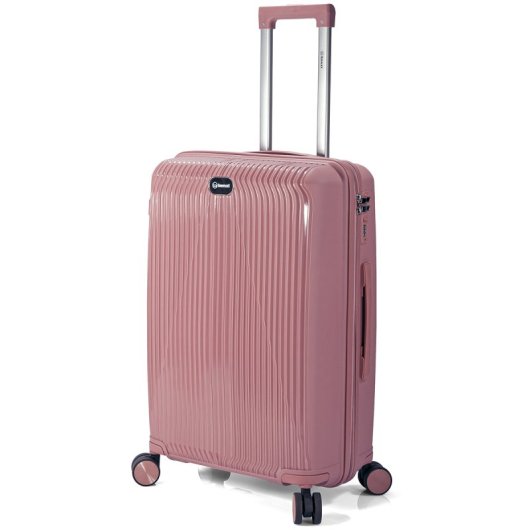 Mala de cabine Benzi BZ5819RS-50, expansível, PP, tamanho de cabine de 55 cm, 4 rodas duplas, fechadura de combinação de 3 dígitos, rosa