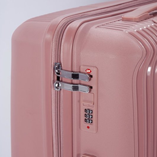 Mala de cabine Benzi BZ5819RS-50, expansível, PP, tamanho de cabine de 55 cm, 4 rodas duplas, fechadura de combinação de 3 dígitos, rosa