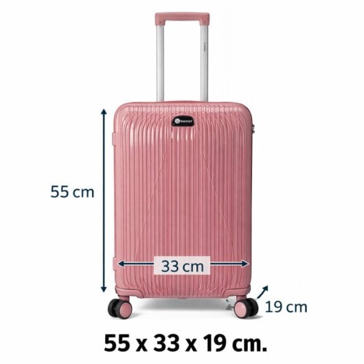 Mala de cabine Benzi BZ5819RS-50, expansível, PP, tamanho de cabine de 55 cm, 4 rodas duplas, fechadura de combinação de 3 dígitos, rosa
