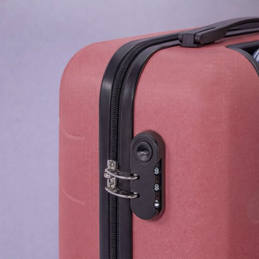 Conjunto de 3 malas rígidas expansíveis Benzi BZ5784RS, em ABS, tamanhos: cabine 50cm, média 60cm, grande 70cm, com 4 rodas duplas, fechadura de combinação, leves e duráveis, cor rosa.