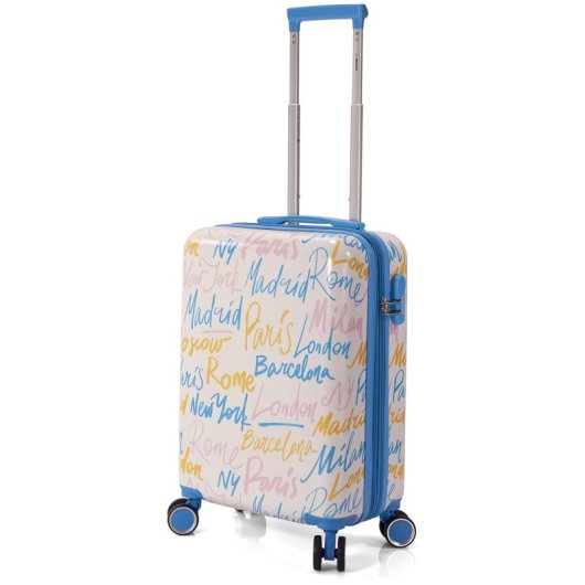 Mala de cabine Benzi Bz5849a-50, expansível em ABS, tamanho de cabine de 55 cm, 4 rodas duplas, fechadura de combinação de 3 dígitos, azul.