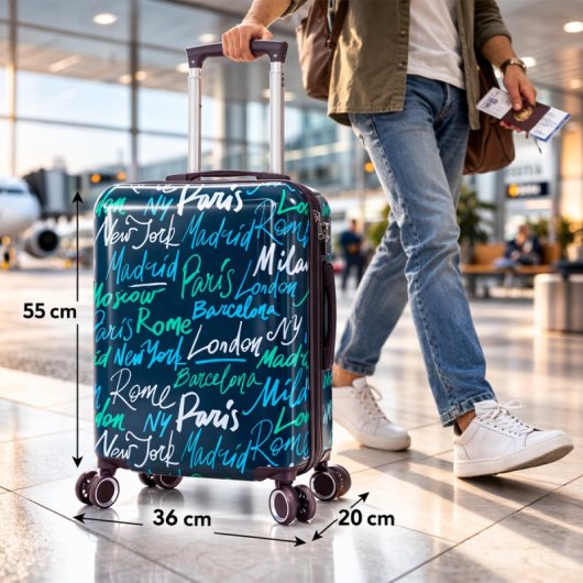 Mala de cabine Benzi Bz5849a-50, expansível em ABS, tamanho de cabine de 55 cm, 4 rodas duplas, fechadura de combinação de 3 dígitos, azul.