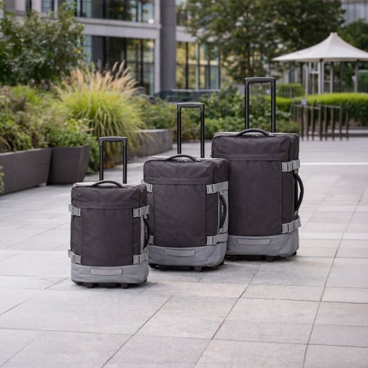 Conjunto de malas Benzi Bz5850n de 3 peças, 2 rodas, tamanho cabine 50cm, médio 60cm, grande 70cm, pega telescópica, preto