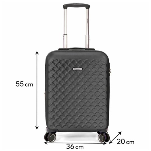 Mala de cabine expansível Benzi Bz5823n-50, ABS, tamanho de cabine de 55 cm, 4 rodas duplas, fechadura de combinação de 3 dígitos, preta