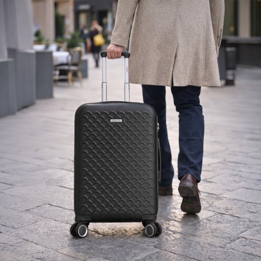 Mala de cabine expansível Benzi Bz5823n-50, ABS, tamanho de cabine de 55 cm, 4 rodas duplas, fechadura de combinação de 3 dígitos, preta
