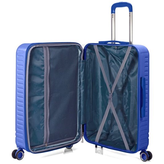 Conjunto de malas Benzi BZ5827R, 3 peças, estrutura rígida expansível em ABS, tamanhos de cabine 50cm (médio), 60cm (grande) e 70cm, 4 rodas duplas, fechadura de combinação, vermelho.