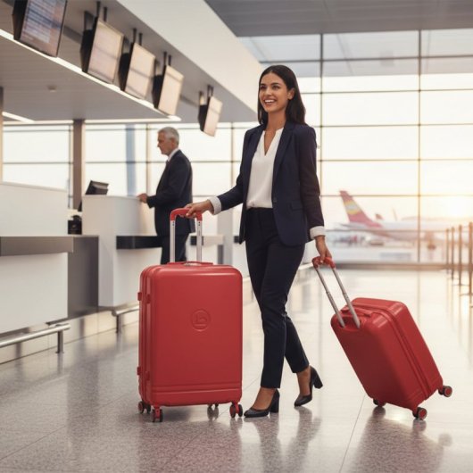 Conjunto de malas Benzi BZ5827R, 3 peças, estrutura rígida expansível em ABS, tamanhos de cabine 50cm (médio), 60cm (grande) e 70cm, 4 rodas duplas, fechadura de combinação, vermelho.