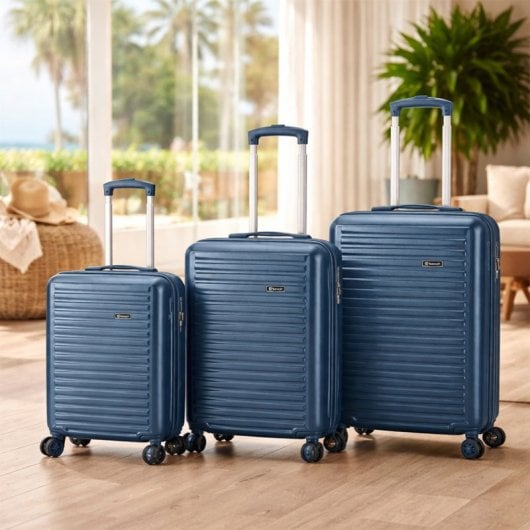 Benzi Bz5845a Juego De Maletas 3 Piezas Rígidas Extensibles Abs, Cabina 50 Cm Mediana 60 Cm Grande 70 Cm, 4 Ruedas Doble