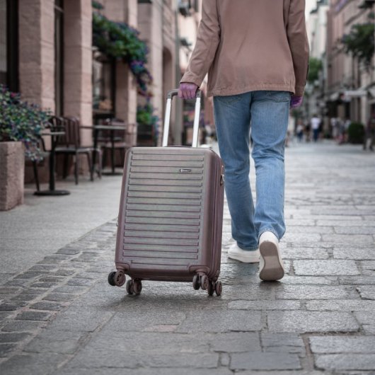 Mala de cabine Benzi BZ5845oro-50, expansível, em ABS, tamanho de cabine de 55 cm, 4 rodas duplas, fechadura de combinação de 3 dígitos, dourada.