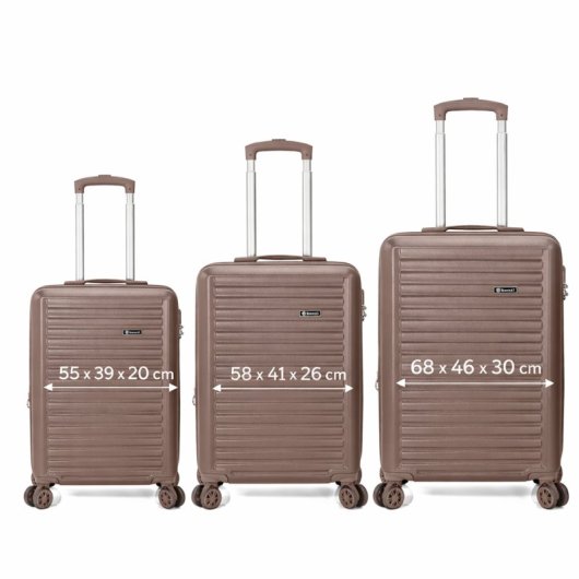 Benzi Bz5845oro Juego De Maletas 3 Piezas Rígidas Extensibles Abs, Cabina 50 Cm Mediana 60 Cm Grande 70 Cm, 4 Ruedas Dob