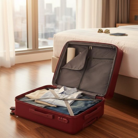 Conjunto de 3 malas rígidas expansíveis Benzi BZ5845GT, cabine 50cm, média 60cm, grande 70cm, 4 rodas duplas, fechadura de combinação, cor bordeaux.