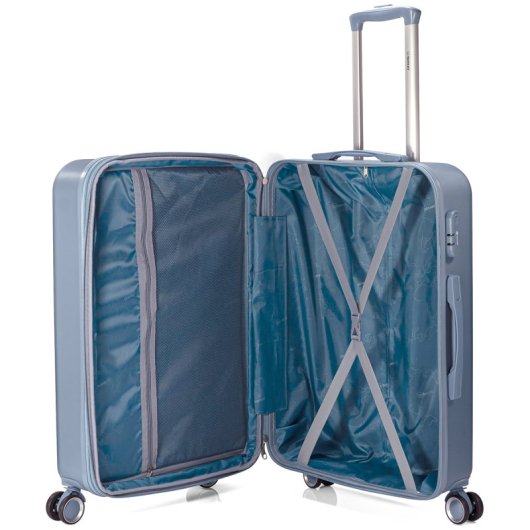 Mala de cabine expansível Benzi Bz5823a-50, ABS, 55 cm, tamanho de cabine, 4 rodas duplas, fechadura de combinação de 3 dígitos, azul