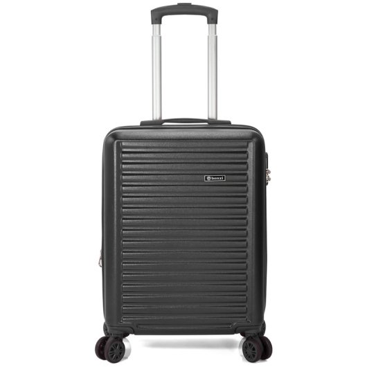 Mala de cabine Benzi Bz5845n-50, expansível, em ABS, 55 cm, com 4 rodas duplas, fechadura de combinação de 3 dígitos, preta.