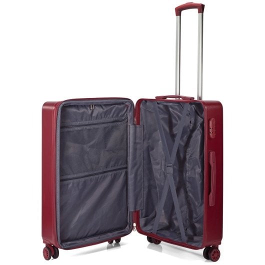 Mala de cabine Benzi BZ5845GT-50, expansível, em ABS, com 55 cm de altura, 4 rodas duplas, fechadura de combinação de 3 dígitos, cor bordeaux.