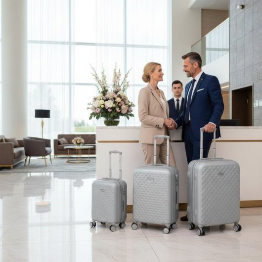 Conjunto de 3 malas rígidas expansíveis Benzi Bz5823lg, cabine 50cm, média 60cm, grande 70cm, 4 rodas duplas, fechadura de combinação, prata