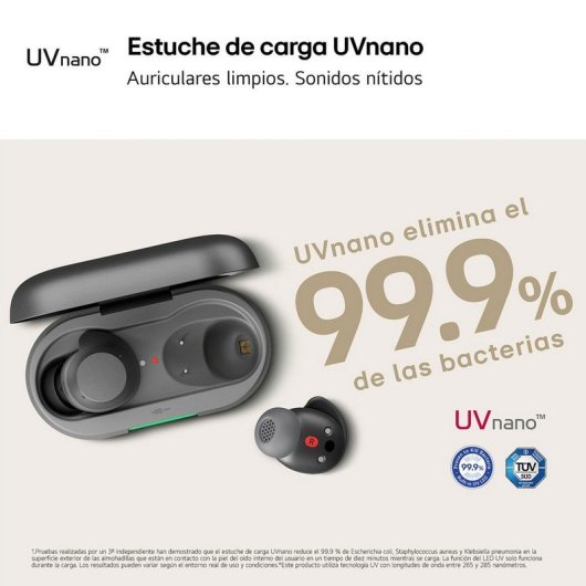 Auriculares LG XBOOM Buds Plus inalámbricos Bluetooth con Cancelación Activa de Ruido, micrófono triple y resistencia IP