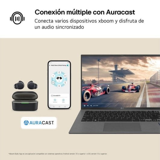 Auriculares LG XBOOM Buds Plus inalámbricos Bluetooth con Cancelación Activa de Ruido, micrófono triple y resistencia IP
