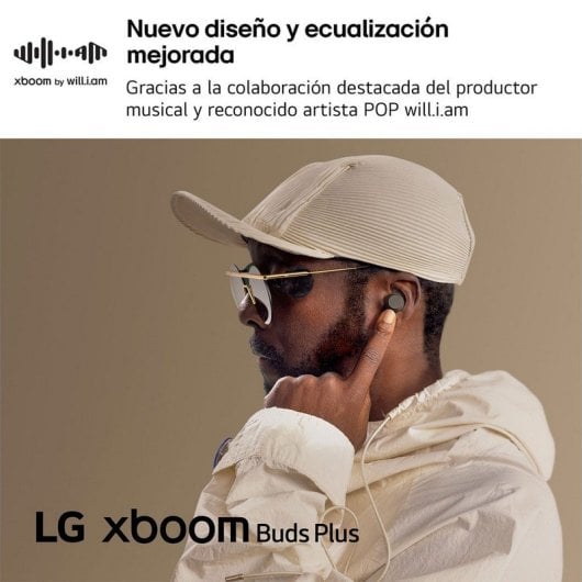 Auriculares LG XBOOM Buds Plus inalámbricos Bluetooth con Cancelación Activa de Ruido, micrófono triple y resistencia IP