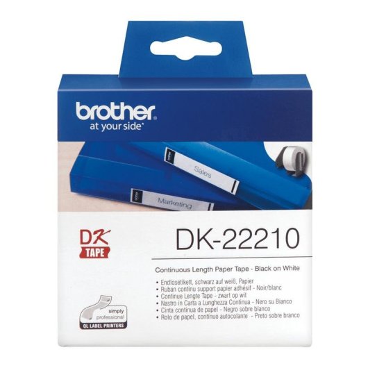Cinta etichette Brother DK-22210 29 mm x 30,48 m termica bianca