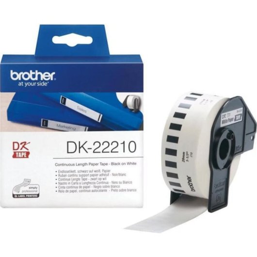 Cinta etichette Brother DK-22210 29 mm x 30,48 m termica bianca