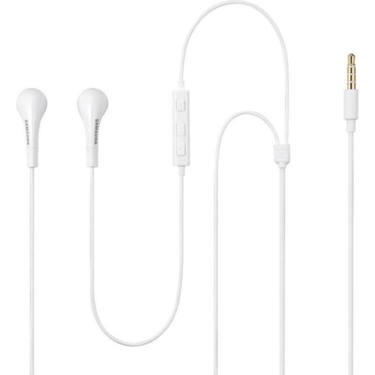 Auriculares Samsung EHS64 com fio jack 3,5 mm chamadas música controlo volume brancos