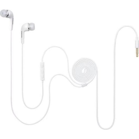 Auriculares Samsung EHS64 com fio jack 3,5 mm chamadas música controlo volume brancos