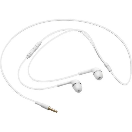 Auriculares Samsung EHS64 com fio jack 3,5 mm chamadas música controlo volume brancos