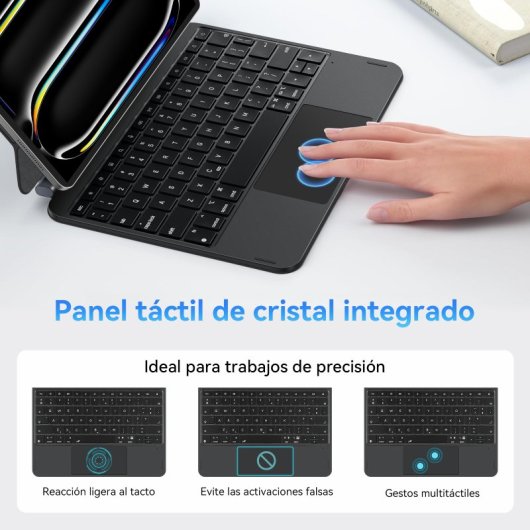 Funda Con Teclado Mágico Para Ipad Pro 11 / Ipad Air 11 Black Faux Leather Bluetooth Keyboard Protective Case