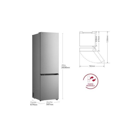 Frigorífico Combi LG GB-BS322BPY Total No Frost 186cm 322L E Negro DoorCooling+ WiFi