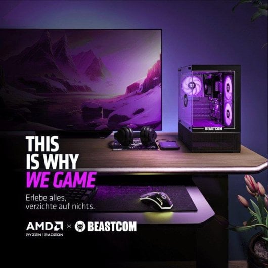 PC de bureau BEASTCOM Q3 AMD Ryzen AI 6x 16GB 1TB SSD Radeon 760M Windows 11 Pro WiFi