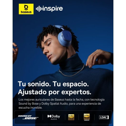 Auriculares Baseus Inspire XH1 Inalámbricos Bluetooth Cancelamento de Ruído Hi-Res Azul Crepúsculo