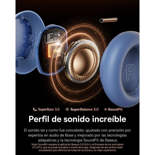 Auriculares Baseus Inspire XH1 Inalámbricos Bluetooth Cancelamento de Ruído Hi-Res Azul Crepúsculo