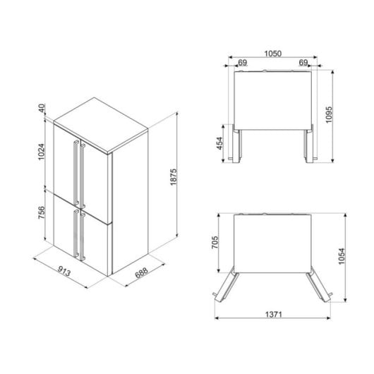 Frigorífico Americano SMEG FQ60CAO6 No Frost 187cm 572L E Antracita