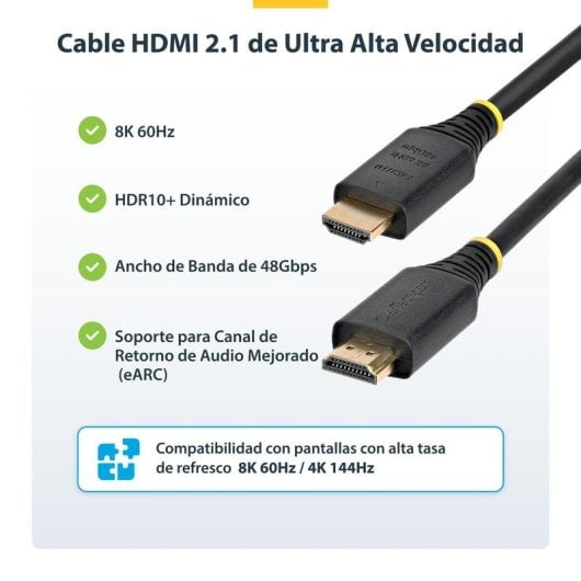 Câble HDMI StarTech HDMI21-CBL-8K60-1M 8K 60Hz 1m Ultra Haute Vitesse HDR10+ eARC