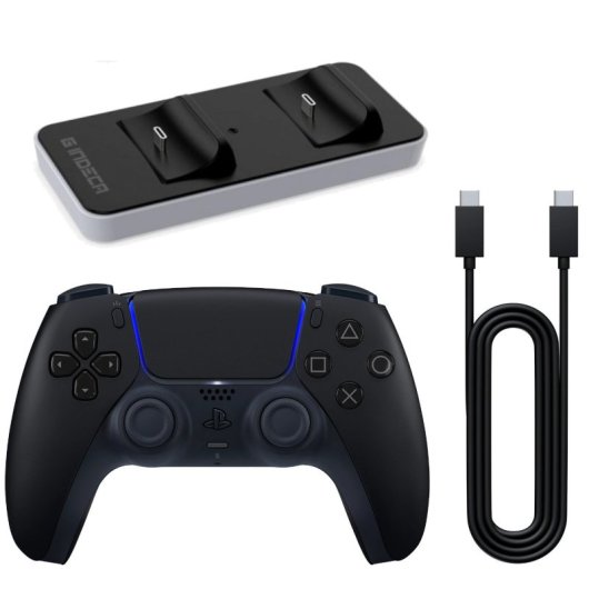 Sony DualSense V3 Midnight Black Mando Inalámbrico para PS5 + Cable + Indeca Cargador Dual