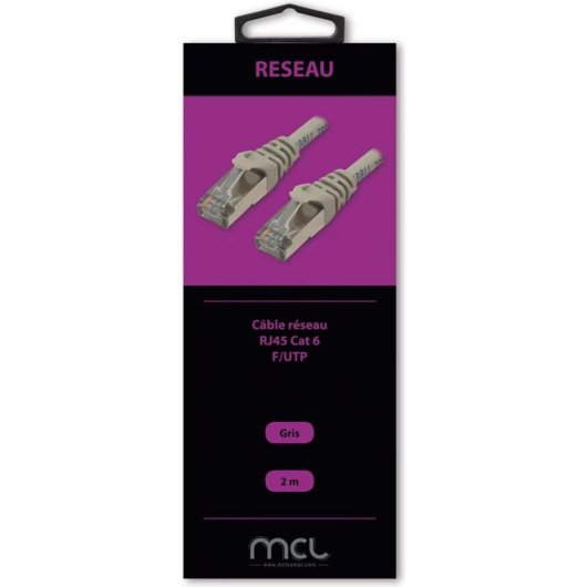 Netzwerkkabel MCL FCC6BMZ-2M Cat6 F/UTP 2 m abgeschirmt RJ45 Kupfer Grau