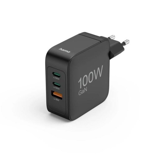 Carregador Hama 00201962 GaN 100W USB-C USB-A Carga Rápida Universal