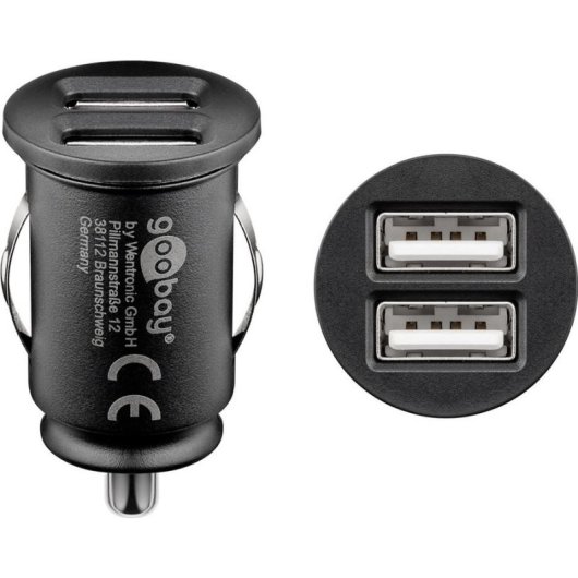 Cargador de coche Genérica doble USB 3,1A compacto negro