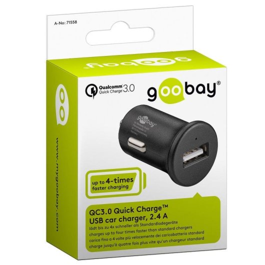 Cargador de coche Goobay 45162 USB Quick Charge 3.0 18W negro