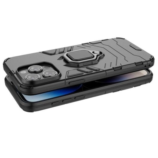 Funda para móvil Max Power Digital Anillo Giratorio Antigolpes Silicona Roja para iPhone 15 Pro Max