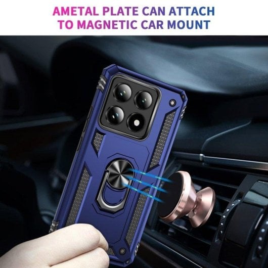 Funda para móvil Max Power Digital Anillo Giratorio Silicona Policarbonato Azul Antideslizante para Xiaomi 14T 5G