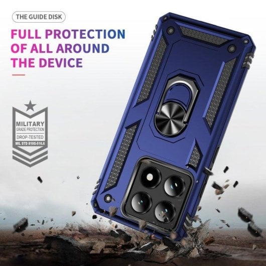 Funda para móvil Max Power Digital Anillo Giratorio Silicona Policarbonato Azul Antideslizante para Xiaomi 14T 5G