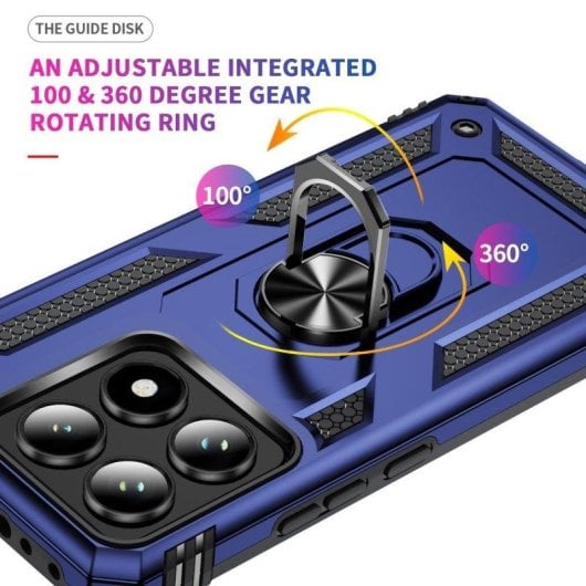 Funda para móvil Max Power Digital Anillo Giratorio Silicona Policarbonato Azul Antideslizante para Xiaomi 14T 5G