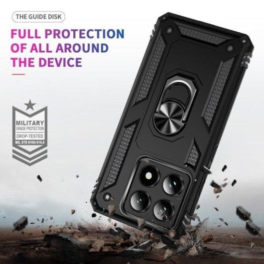 Funda para móvil Max Power Digital Anillo Giratorio Silicona Policarbonato Negra Antideslizante para Xiaomi 14T 5G