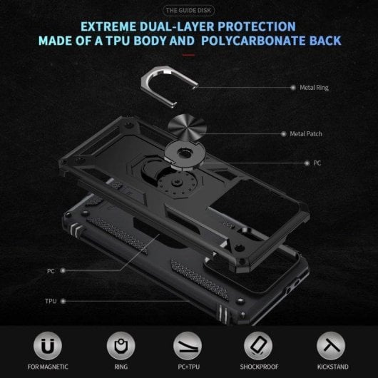 Funda para móvil Max Power Digital Anillo Giratorio Silicona Policarbonato Negra Antideslizante para Xiaomi 14T 5G