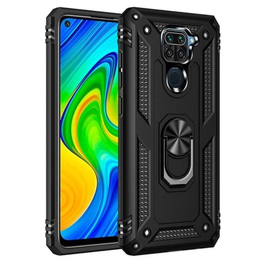 Funda per smartphone Max Power Digital Anello Magnetico Silicone Policarbonato Nero per Xiaomi Redmi Note 9