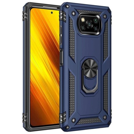 Funda para móvil Max Power Digital Anillo Giratorio Silicona Policarbonato Negra Antideslizante para Xiaomi Poco X3 NFC y X3 Pro