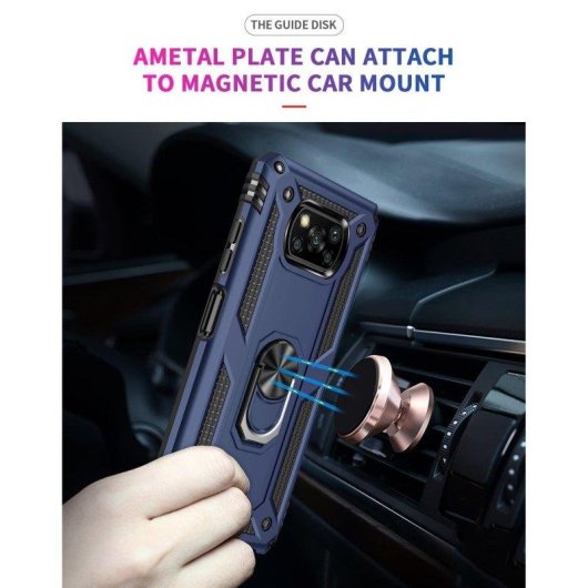 Funda para móvil Max Power Digital Anillo Giratorio Silicona Policarbonato Negra Antideslizante para Xiaomi Poco X3 NFC y X3 Pro